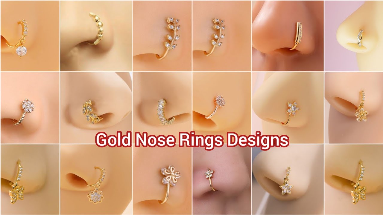 Designer Gold Plated Indian Style Nose Studs CZ Corkscrew Select nose –  Karizma Jewels